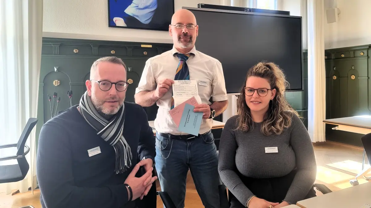 Das Wahlteam im Rathaus: Markus Krispin, Gregor Hodapp und Rebecca Kercher (v.l.)