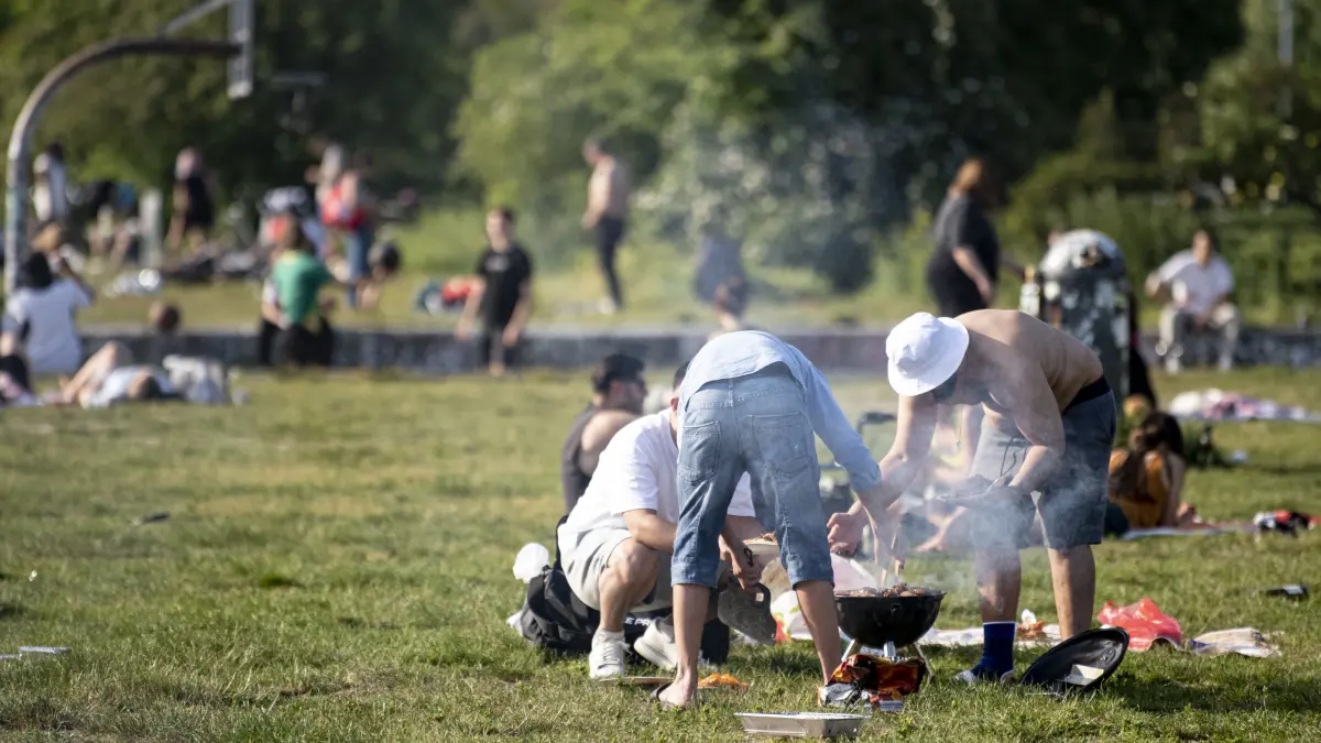 ARCHIV - 05.06.2021, Berlin: Erlaubt oder nicht? Die Parkordnung oder Hinweisschilder geben die Regeln vor. (zu dpa: «Raupen-Alarm: Grillverbot im Görli wegen Gesundheitsgefahr») Foto: Fabian Sommer/dpa/dpa-tmn +++ dpa-Bildfunk +++
