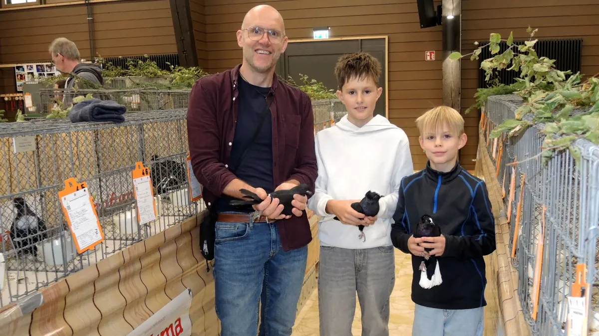 Hermann Staiger und seine Kinder Josia und Boas züchten Tauben.