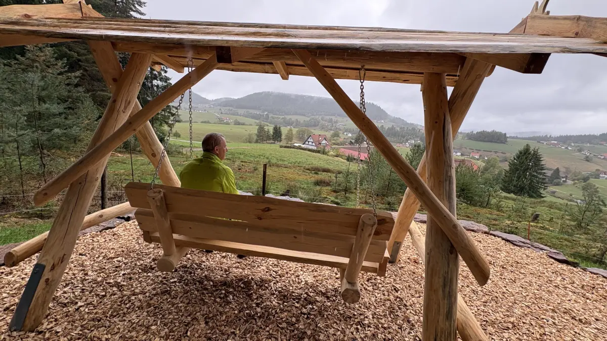Die Hollywoodschaukel ermöglicht tolle Ausblicke nach Sulzbach.