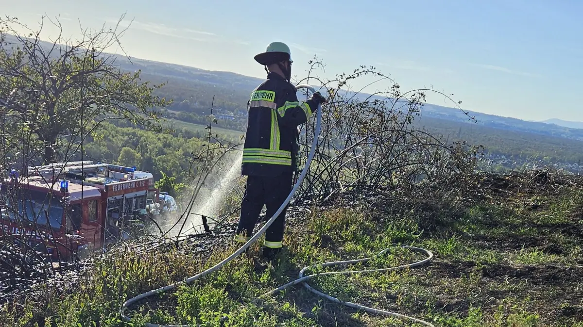 Die Feuerwehr teilte sich auf und betrieb den Löschangriff von mehreren Seiten.