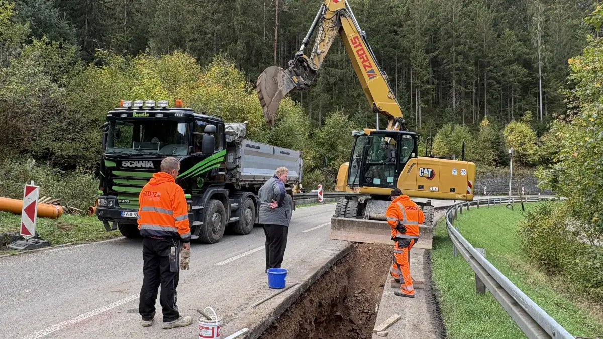 Kurz vor der Abzweigung zum Schleifenloch sind die Arbeiten derzeit. Von dort geht es weiter in Richtung Tennenbronn.