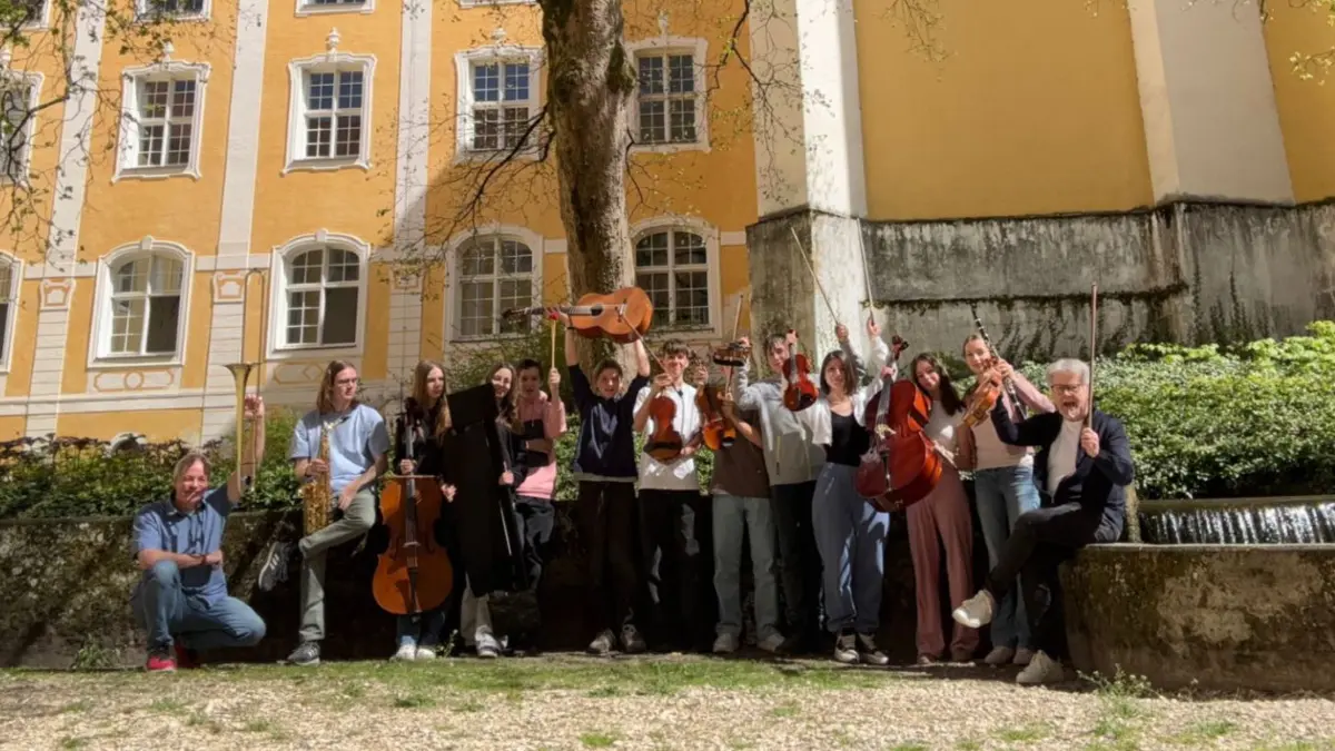 Das neue Orchester bei einer Orchesterfreizeit in der Landesakademie Ochsenhausen in Oberschwaben.