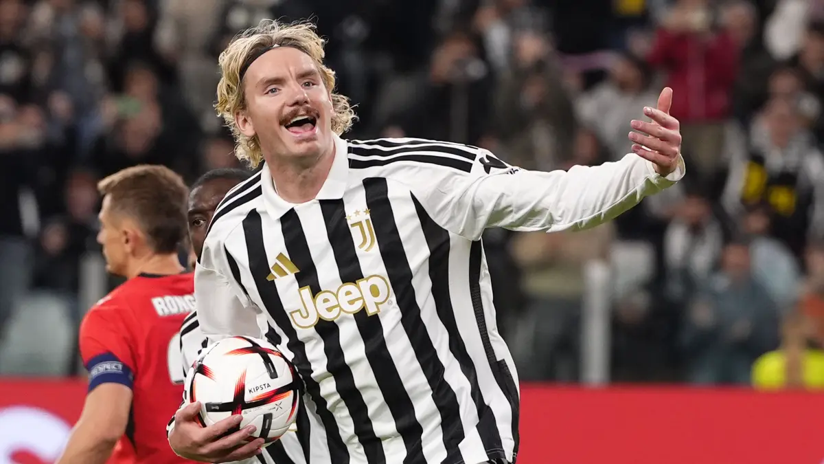 UEFA Europa League: Juventus FC vs Rennes FC 2:2: October 22, 2026, Torino, Italia: Juventus Nick Woltemade celebrates after scoring from a penalty kick the 2-2 goal for his team during the UEFA Europa League soccer match, between Juventus and Rennes at the Allianz Stadium in Turin, north west Italy - Matchday 3- Thursday, October 22, 2026. Sport - Soccer (Photo by Fabio Ferrari/LaPresse).Juventus Vs NEC - Uefa Europa League 2026-2027 (Credit Image: Fabio Ferrari/LaPresse via ZUMA Press)
