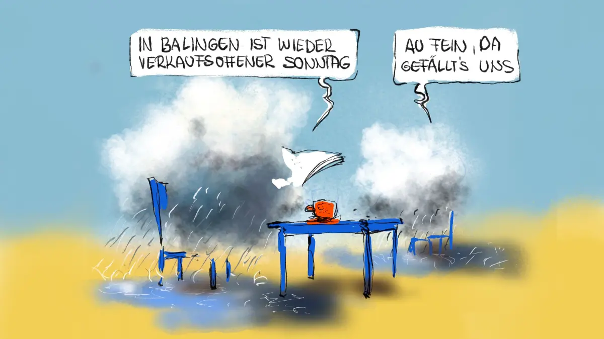 Eigentlich freut sich Balingen über jeden Gast bei den verkaufsoffenen Sonntagen. Ausnahme sind allerdings Regenwolken. Ausgerechnet die schauten jetzt aber schon zum wiederholten Mal vorbei.