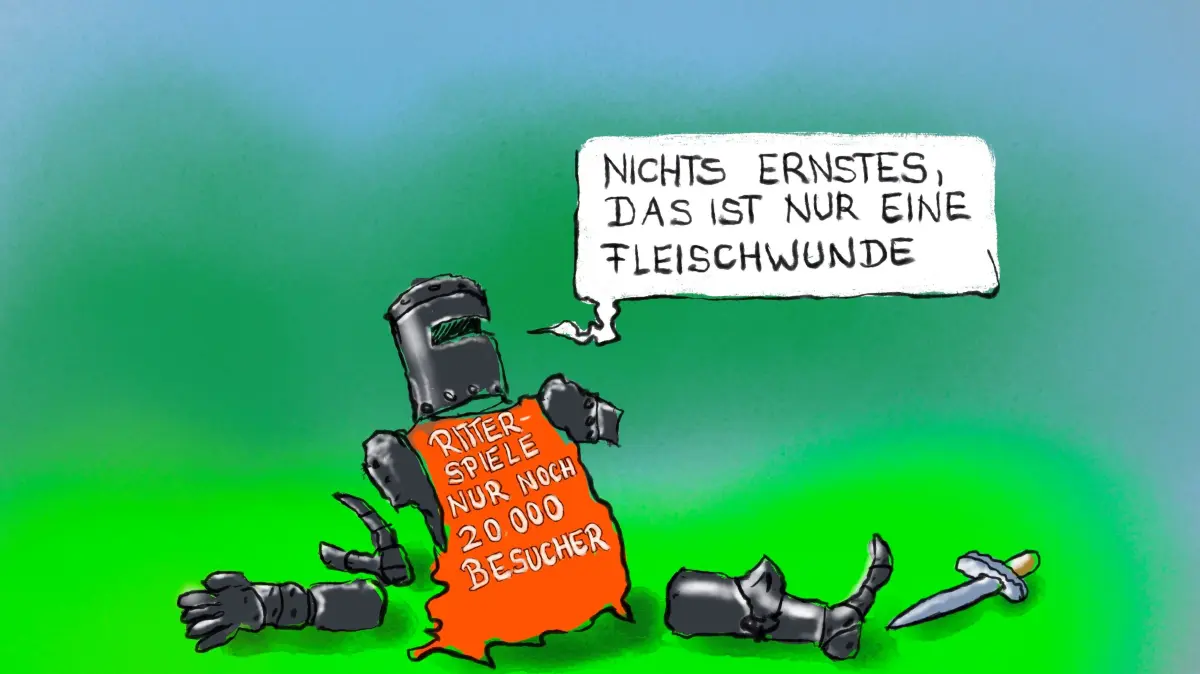 Die Horber Ritterspiele stehen aus Kostengründen ernsthaft zur Disposition, das wurde aus einem Einwohnergespräch mit Oberbürgermeister Keßler deutlich. Keßler verwies dabei auch auf die sinkenden Zuschauerzahlen. Einst waren es 60.000, zuletzt noch 20.000. Angesichts des drastischen Sparzwangs der Stadt ist das schon ein Argument. Ritterspielfans überzeugt das natürlich nicht.