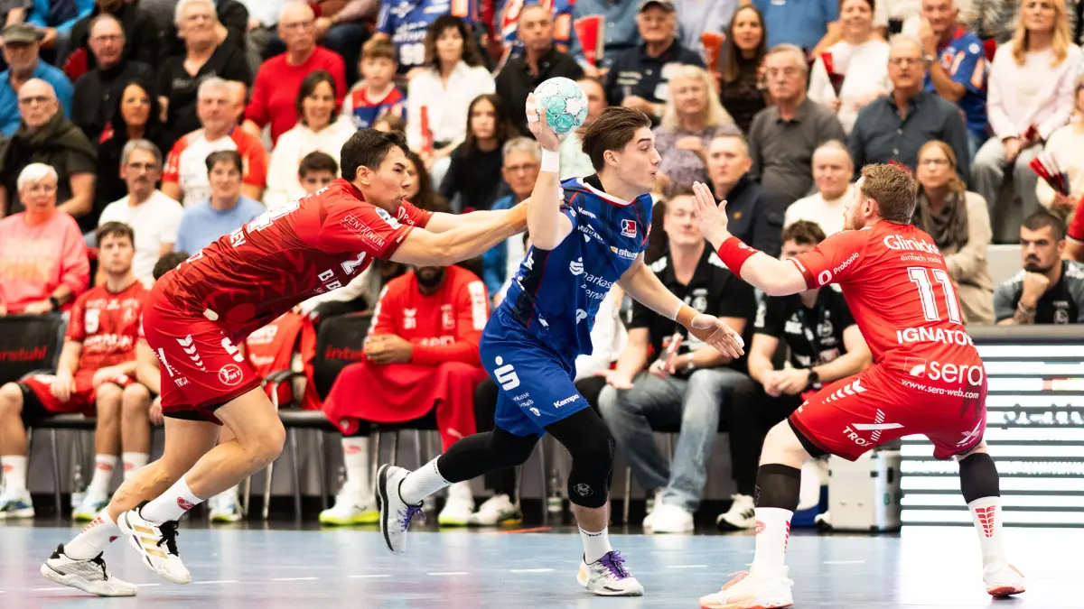 HBW Balingen Weilstetten vs. MT Melsungen GER, Opel 1. Handball Bundesliga, Meisterschaft, Spieltag 10, Saison 2026/2027, 24.10.2026,: Magnus Grupe (HBW Balingen Weilstetten, #08), beim Wurf,
HBW Balingen Weilstetten vs. MT Melsungen GER, Opel 1. Handball Bundesliga, Meisterschaft, Spieltag 10, Saison 2026/2027, 24.10.2026,
Eibner-Pressefoto/Andreas Ulmer