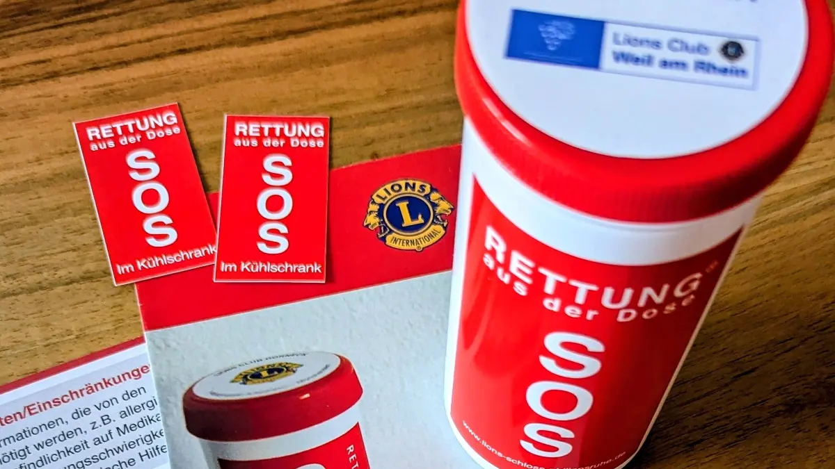 Die SOS-Rettungsdose wird vom Lions Club Weil am Rhein gesponsert.