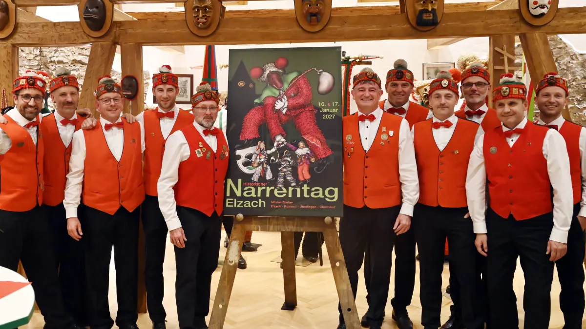 Die Narrenzunft Elzach richtet 2027 zum sechsten Mal den Narrentag des "Viererbunds" aus. In einem kleinen Festakt wird hierfür am 22. Oktober 2026 das Plakatmotiv vorgestellt, das unter dem Motto "Handschlag" steht.