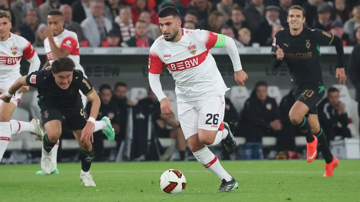 Fußball VfB Stuttgart vs. Borussia Mönchengladbach: BAU // Stuttgart, Fußball Bundesliga, 7. Spieltag, VfB Stuttgart vs. Borussia Mönchengladbach , Deniz Undav ( VfB )