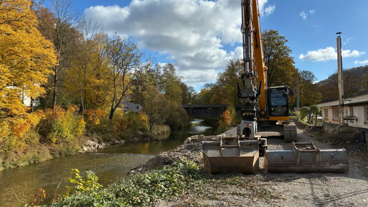 Für die Arbeiten wurde hinter den Mauser-Werken am Neckar entlang extra ein Weg angelegt.